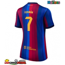 Camisa de Futebol Barcelona Fermin Lopez #7 Equipamento Principal Mulheres 2026-27 Manga Curta